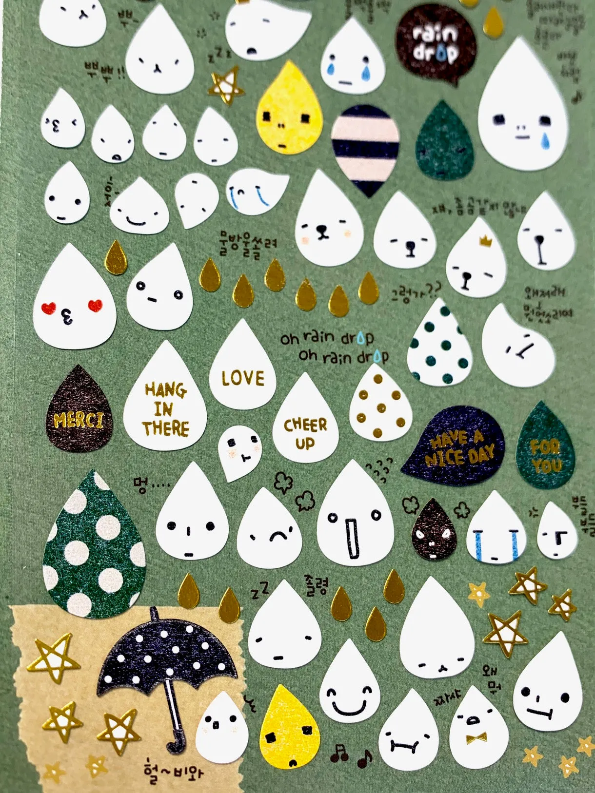 01034 RAIN DROP Paper Sticker-12