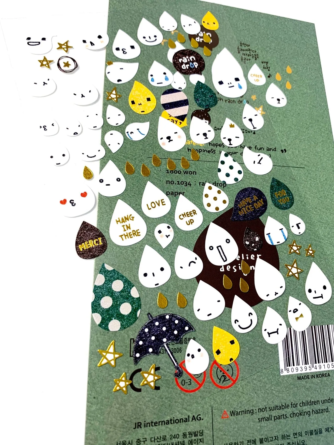 01034 RAIN DROP Paper Sticker-12