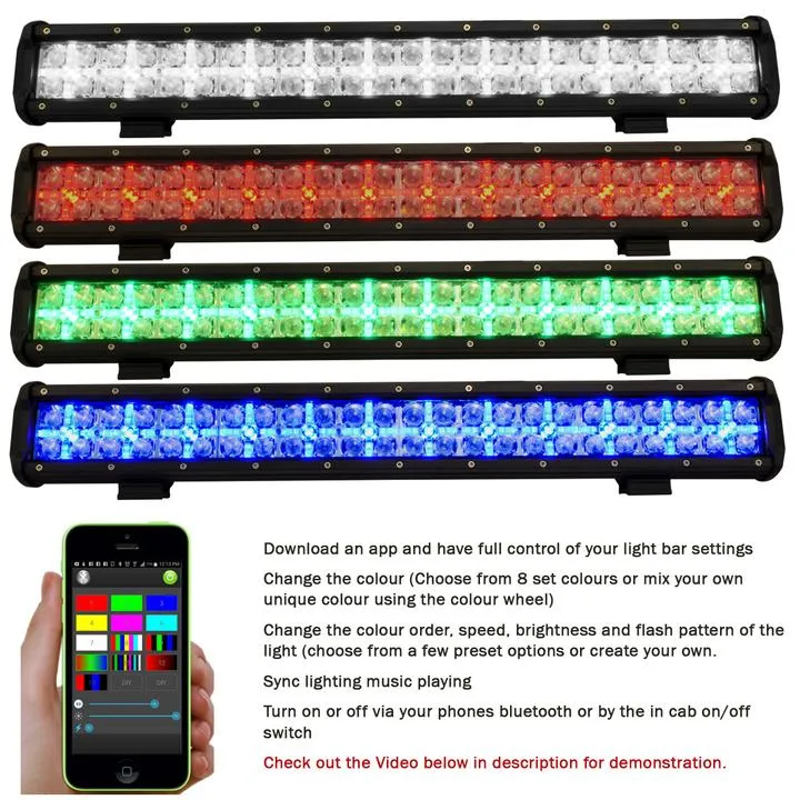 23 Inch Color Change Light Bar - 72 Watt