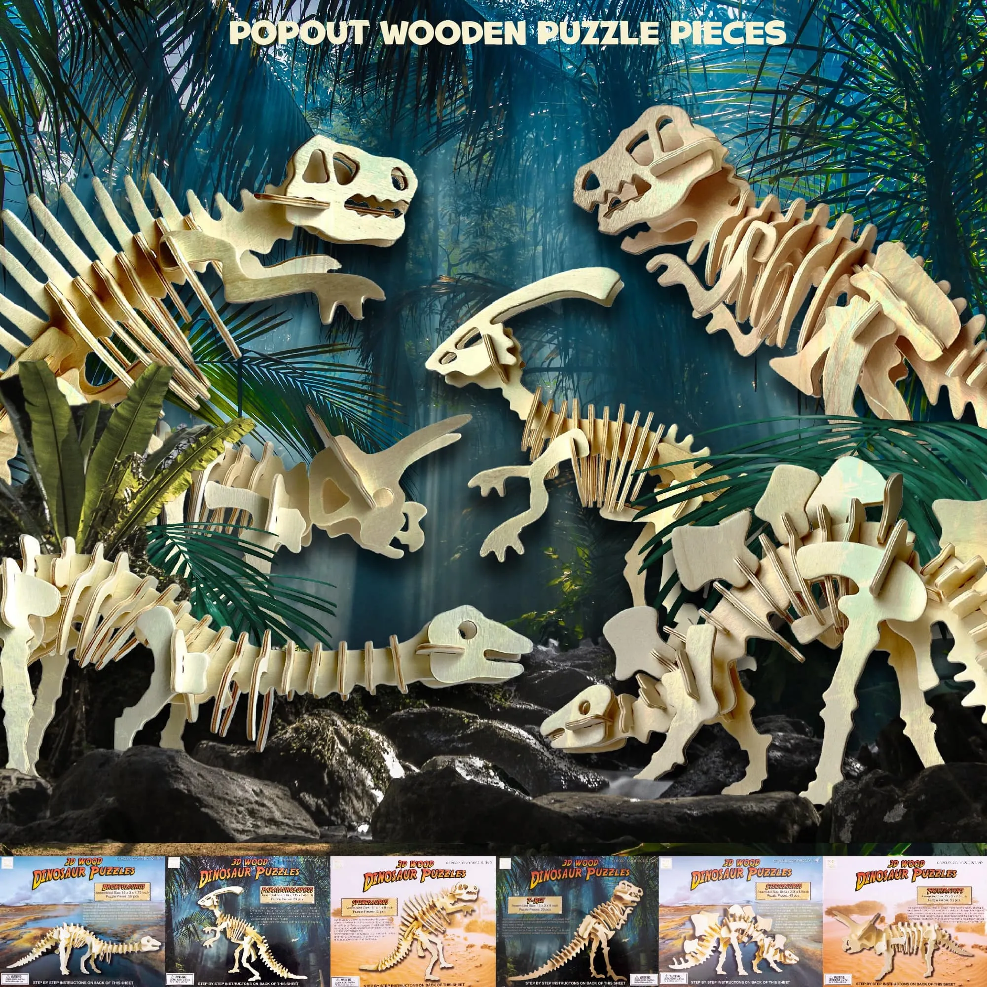 3D - Dinosaur Wooden Puzzle (215 Pieces)