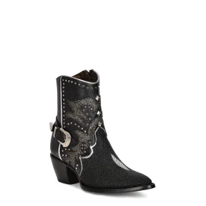 4A22MA - Cuadra black cowgirl western stingray ankle boots for women