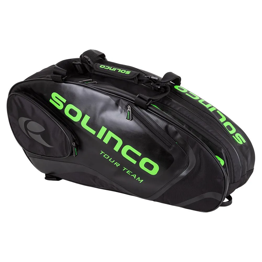 6-Pack Tour Team Tennis Racquet Bag Black and Neon Green