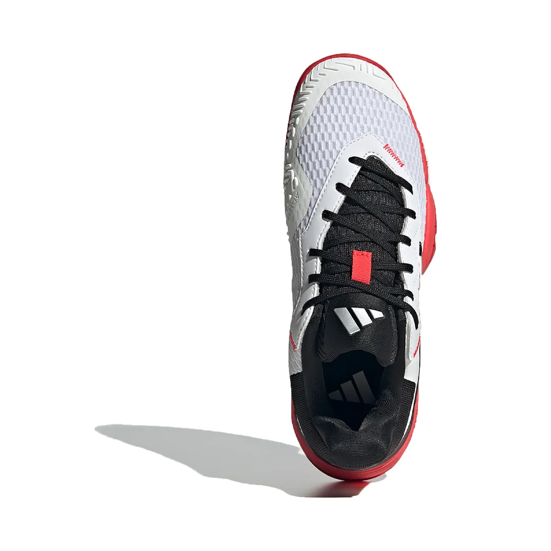 Adidas Barricade Junior Tennis Shoe - Cloud White/Core Black/Lucid Red