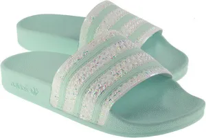 Adidas Originals Womens Adilette Slides Mint Glitter