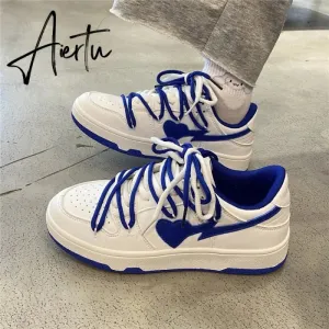 Aiertu  Original Women Blue Love Designer Classic Breathable Canvas Casual Sneakers Female Outdoor Walk Tennis Little White Shoes