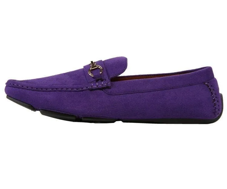 Amali Ecker Purple Men’s Suede Driving Moccasins