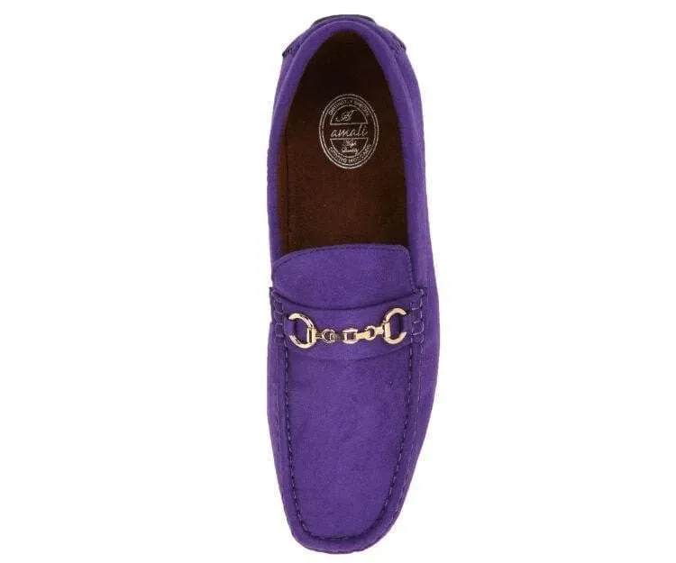 Amali Ecker Purple Men’s Suede Driving Moccasins