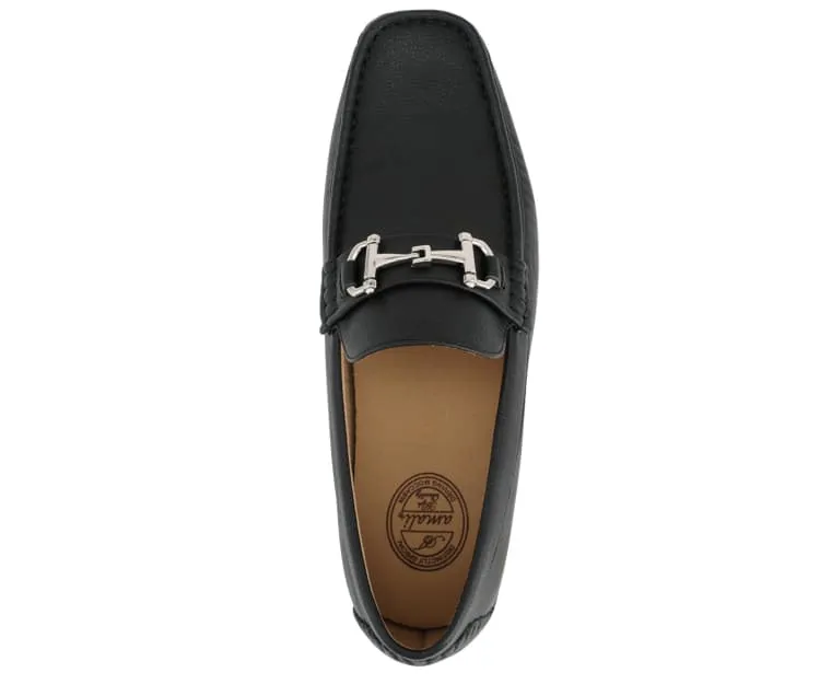 Amali Trentino Black Men's Slip On Loafers Leather