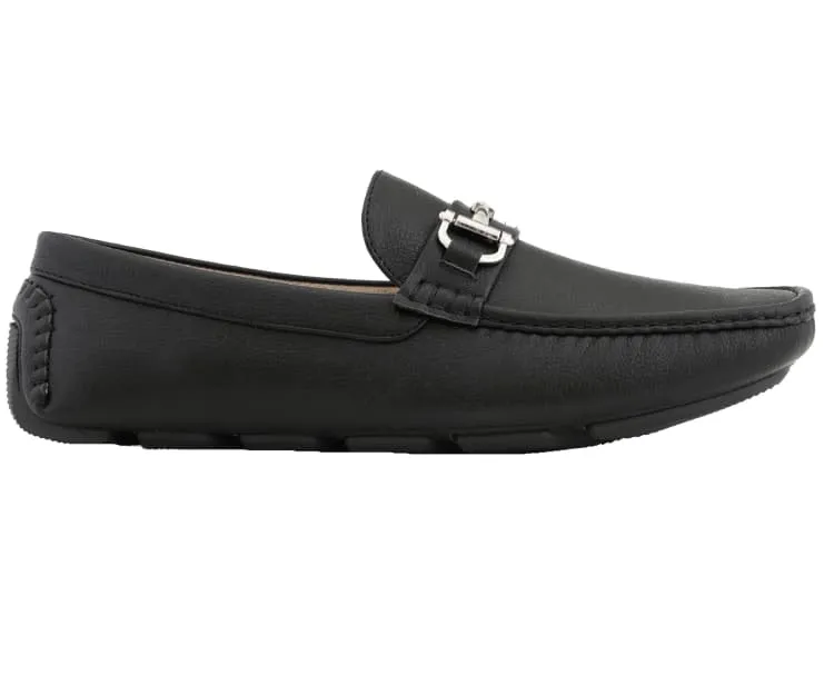 Amali Trentino Black Men's Slip On Loafers Leather