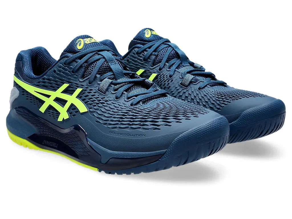 Asics Gel-Resolution 9 Men (Wide 2E) Mako Blue/Safety Yellow