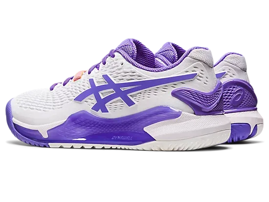 Asics Gel Resolution 9 Women's Wide Tennis Shoes White-Amethyst