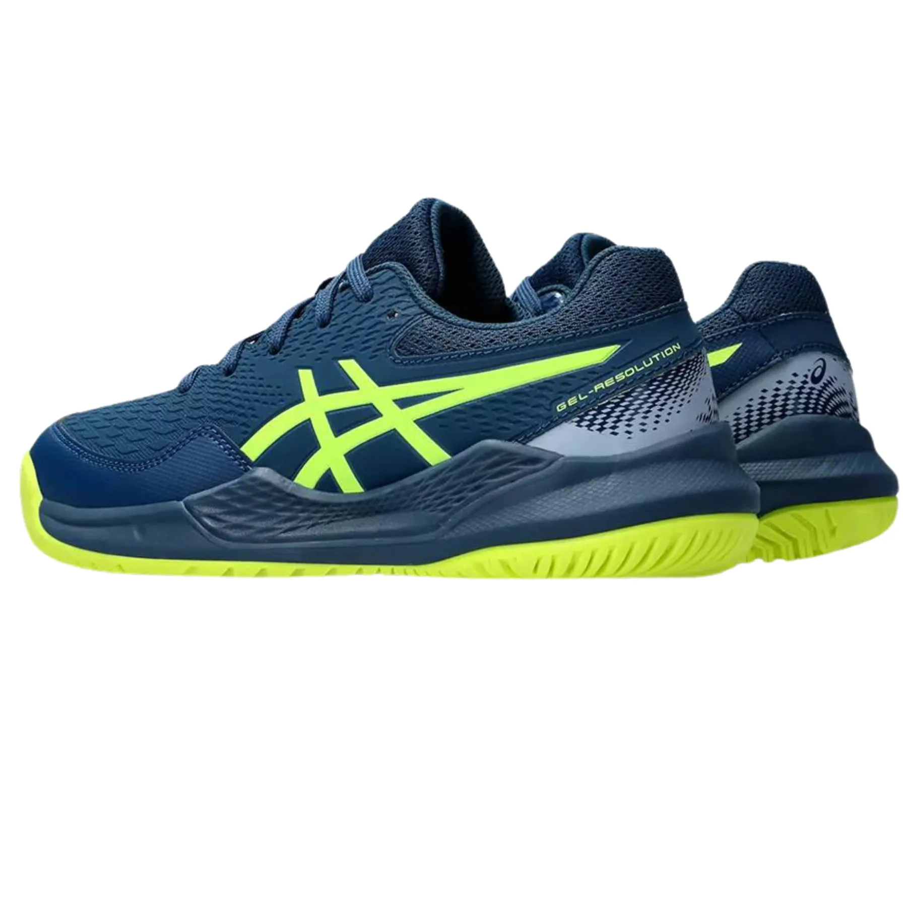 Asics Gel Resolution 9 Youth Tennis Shoes - Mako Blue/Safety Yellow