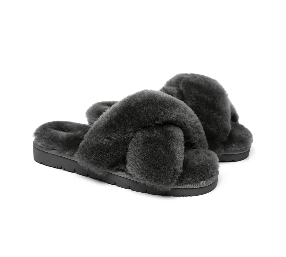 AUSTRALIAN SHEPHERD® UGG Women Crossover Fluffy Slides Leanna