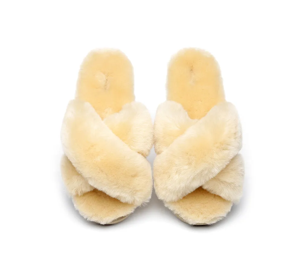 AUSTRALIAN SHEPHERD® UGG Women Crossover Fluffy Slides Leanna