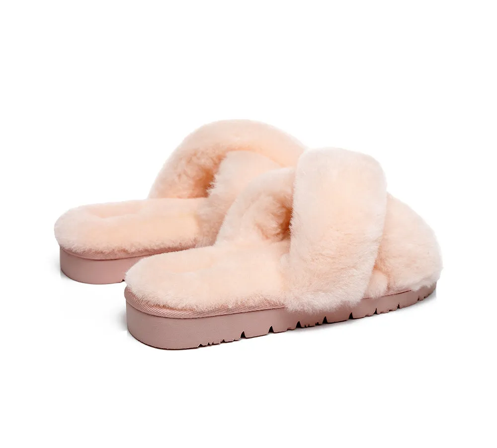 AUSTRALIAN SHEPHERD® UGG Women Crossover Fluffy Slides Leanna