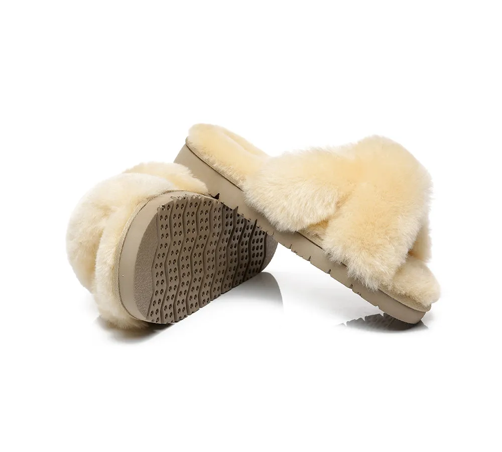 AUSTRALIAN SHEPHERD® UGG Women Crossover Fluffy Slides Leanna