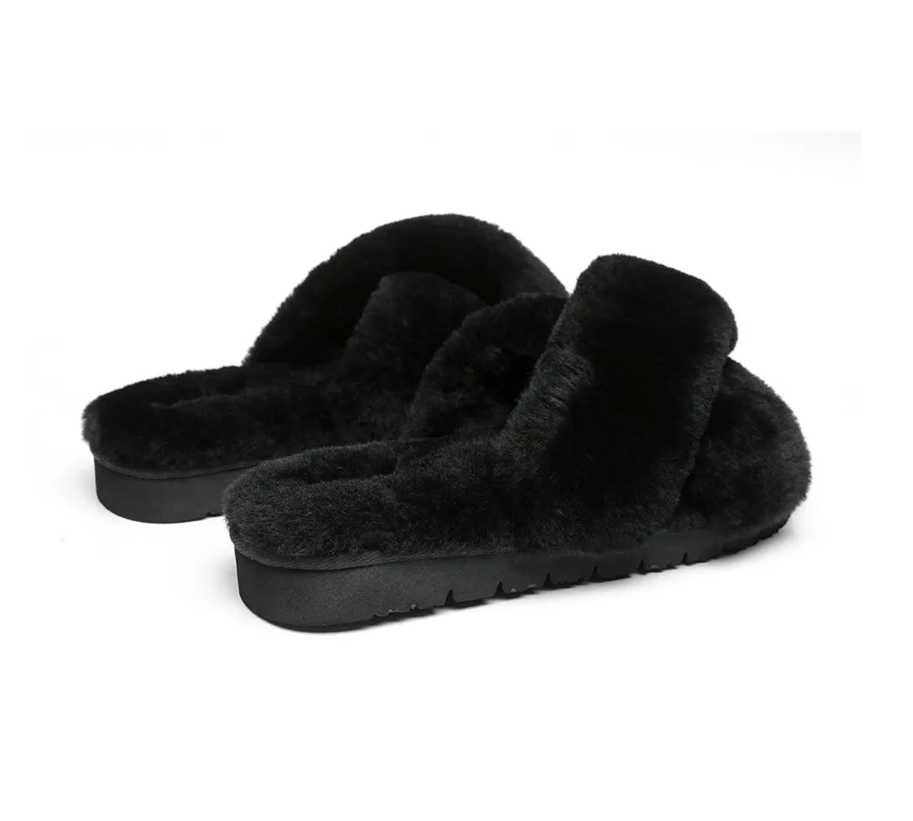 AUSTRALIAN SHEPHERD® UGG Women Crossover Fluffy Slides Leanna