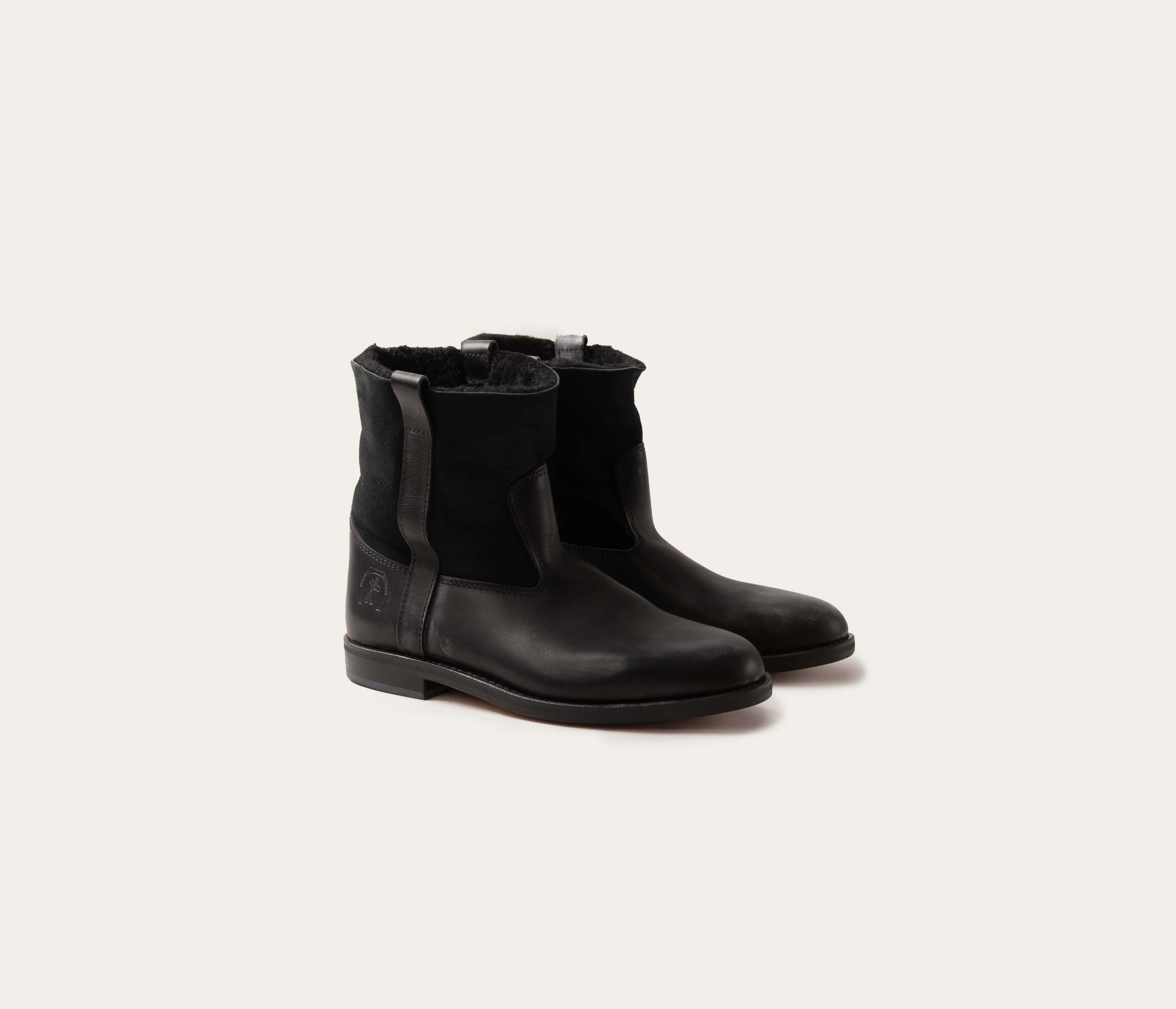 Avoriaz Black Ankle Boot &amp; Black Smooth Sheepskin - Low Price