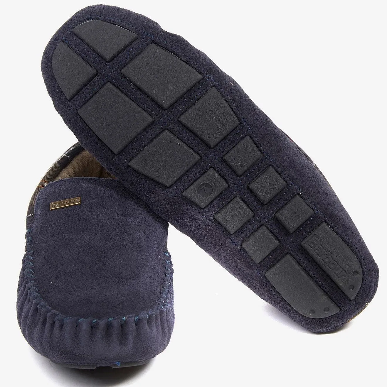 Barbour slippers Monty moccasin slippers in Navy Suede MSL0001NY52