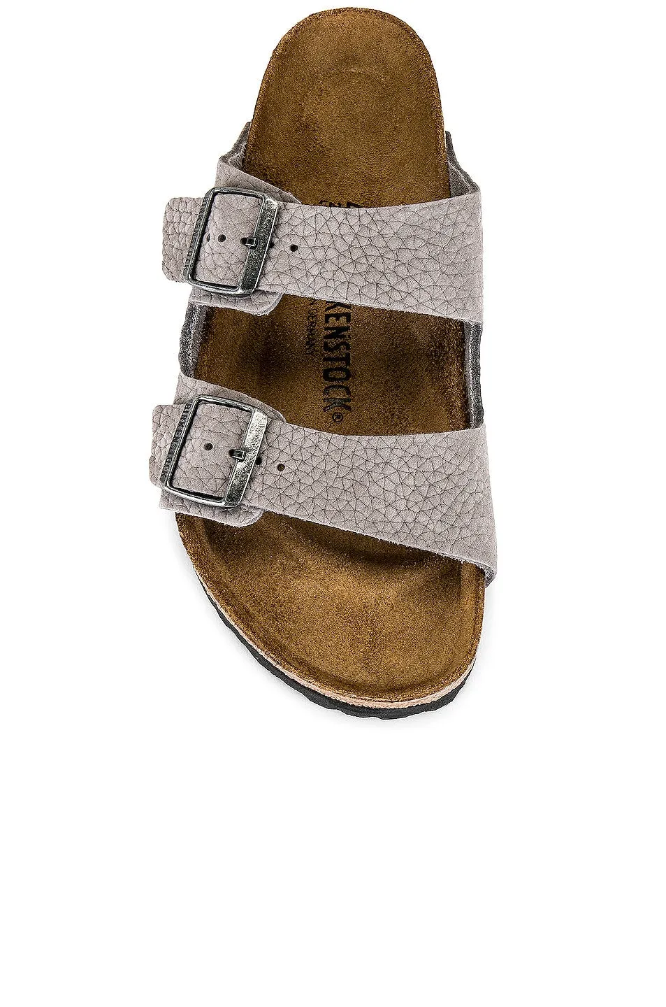 Birkenstock Arizona Slides in Desert Buck & Whale Gray