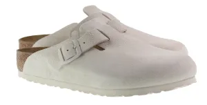 Birkenstock Womens Boston Suede Leather Antique White