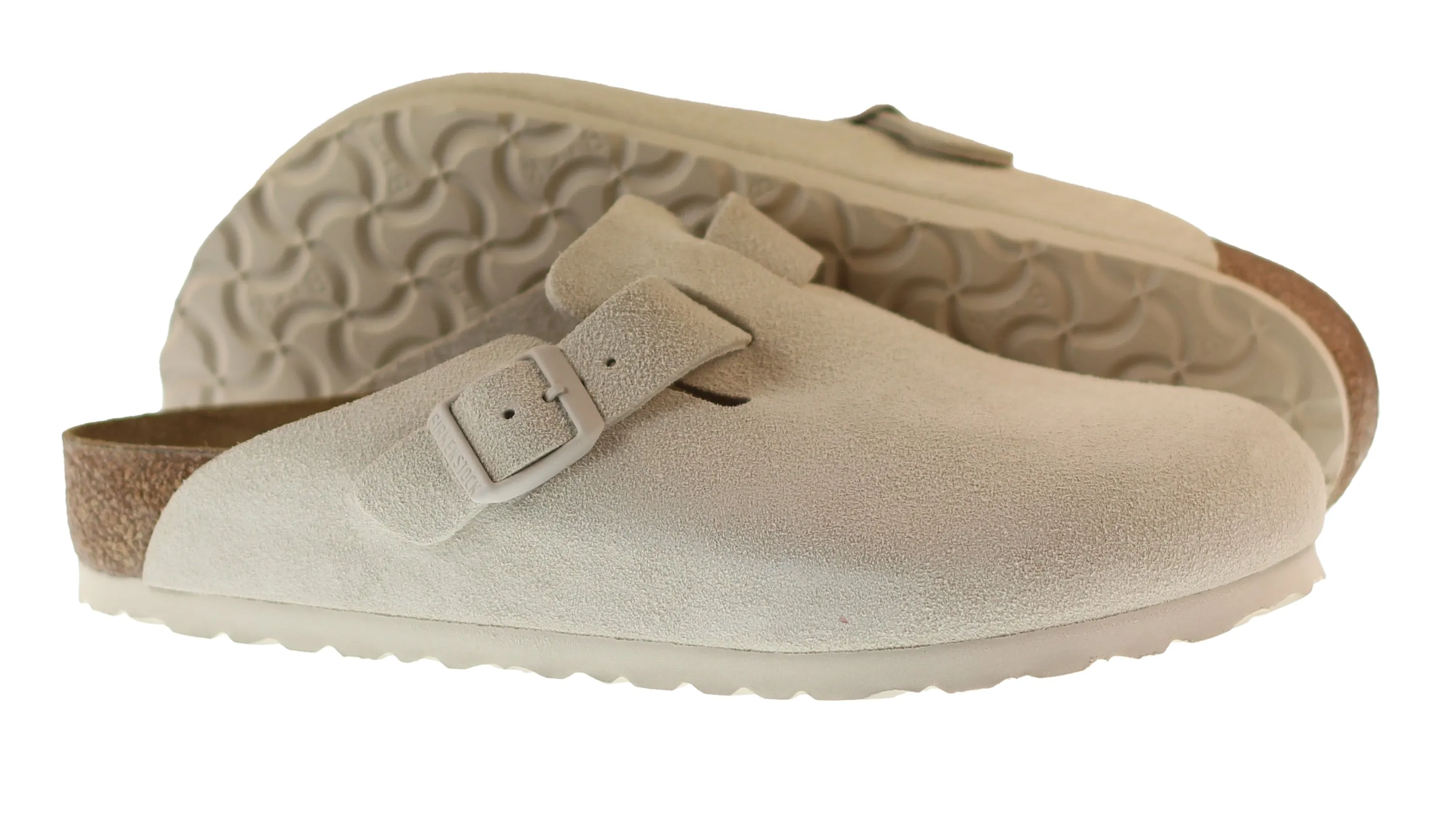 Birkenstock Womens Boston Suede Leather Antique White