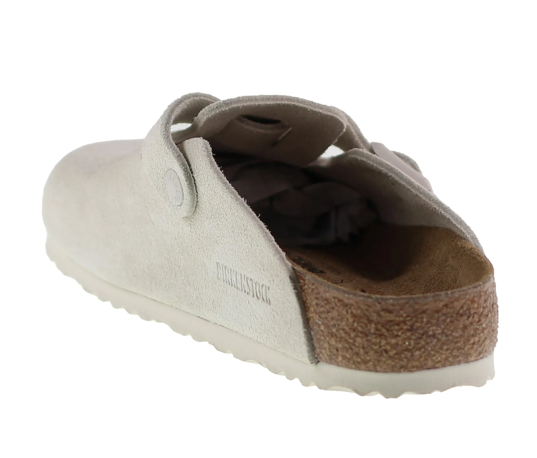 Birkenstock Womens Boston Suede Leather Antique White