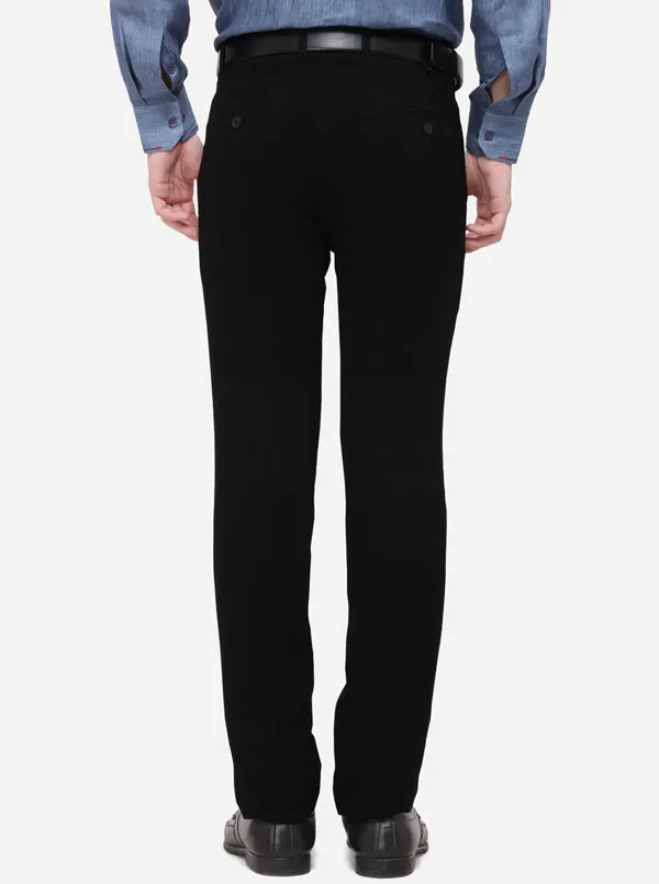 Black Solid Slim Fit Formal Trouser | JB Studio