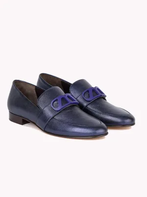 Blair Metallic Nappa Navy Loafers