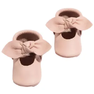 Blush Knotted Bow Baby Shoe