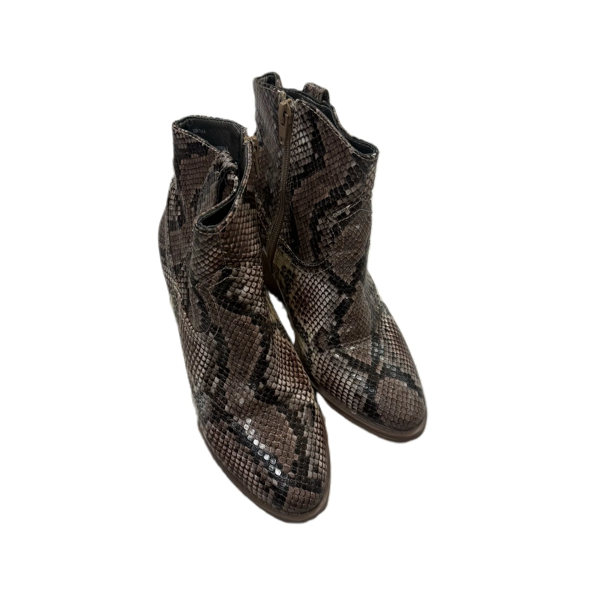 Boots Ankle Heels By Sugar In Snakeskin Print, Size: 6