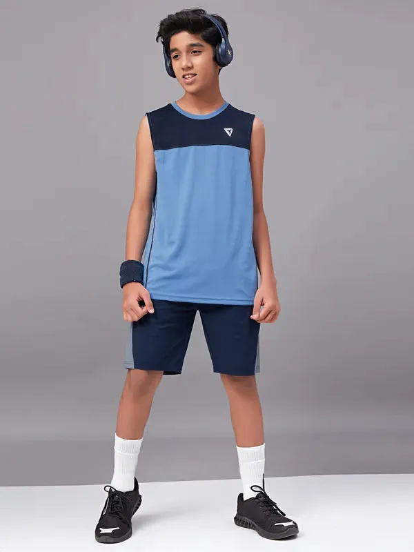 Boys Colorblock Slim Fit Crew Neck T-shirt with TECHNO GUARD