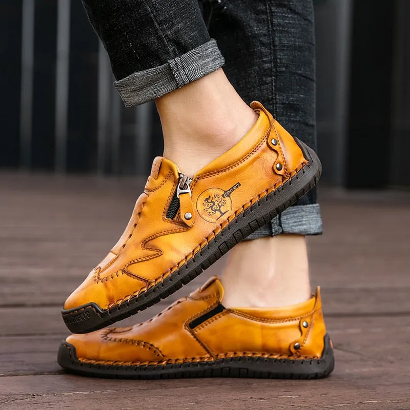 Breathable Men's Shoes Outdoor Loafers Flat Moccasins Fashion Men's Driving Shoes Comfortable Genuine Leather Casual Shoes