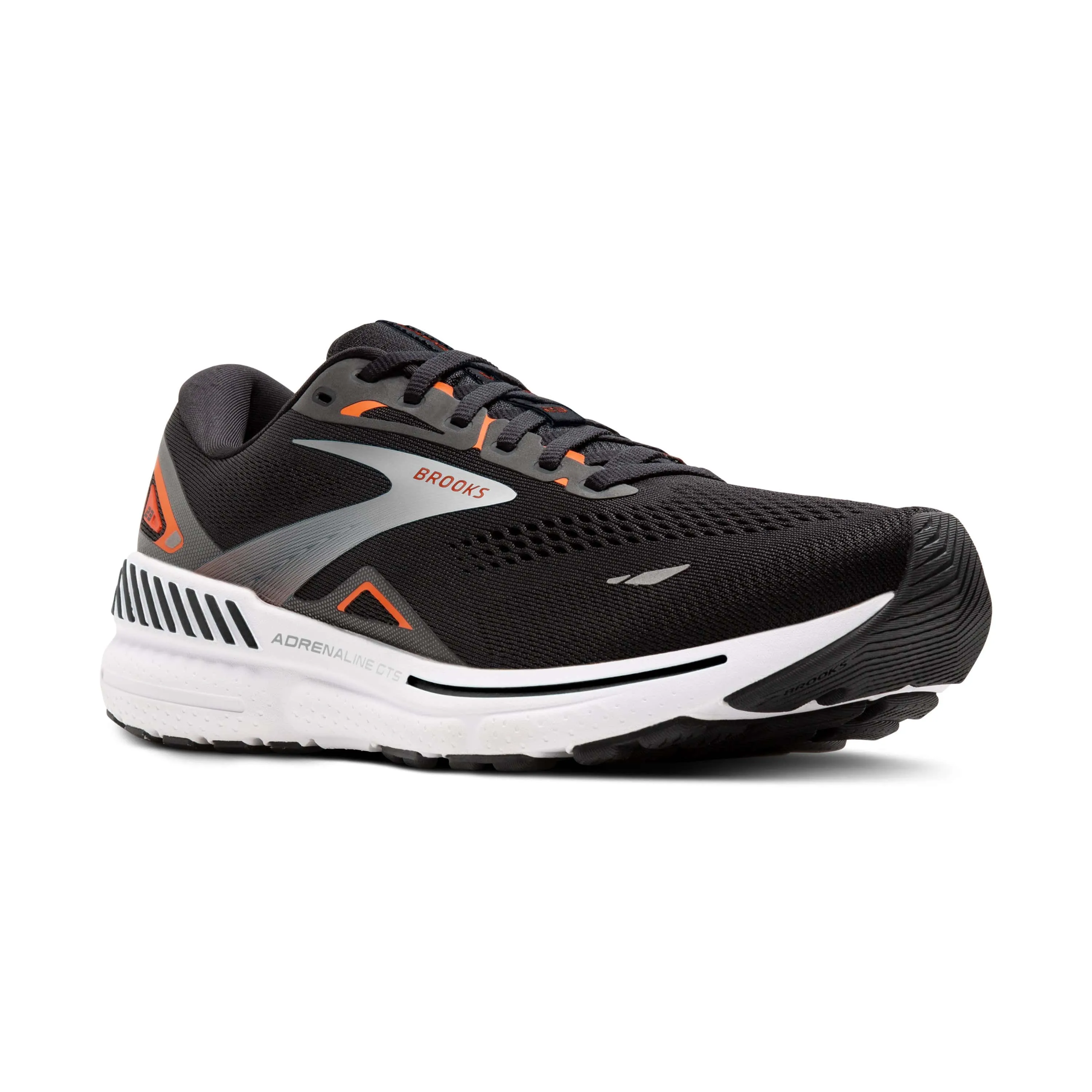 Brooks Men's Adrenaline GTS 23 Running Shoes in Black/Mandarin Red/Silver AW24