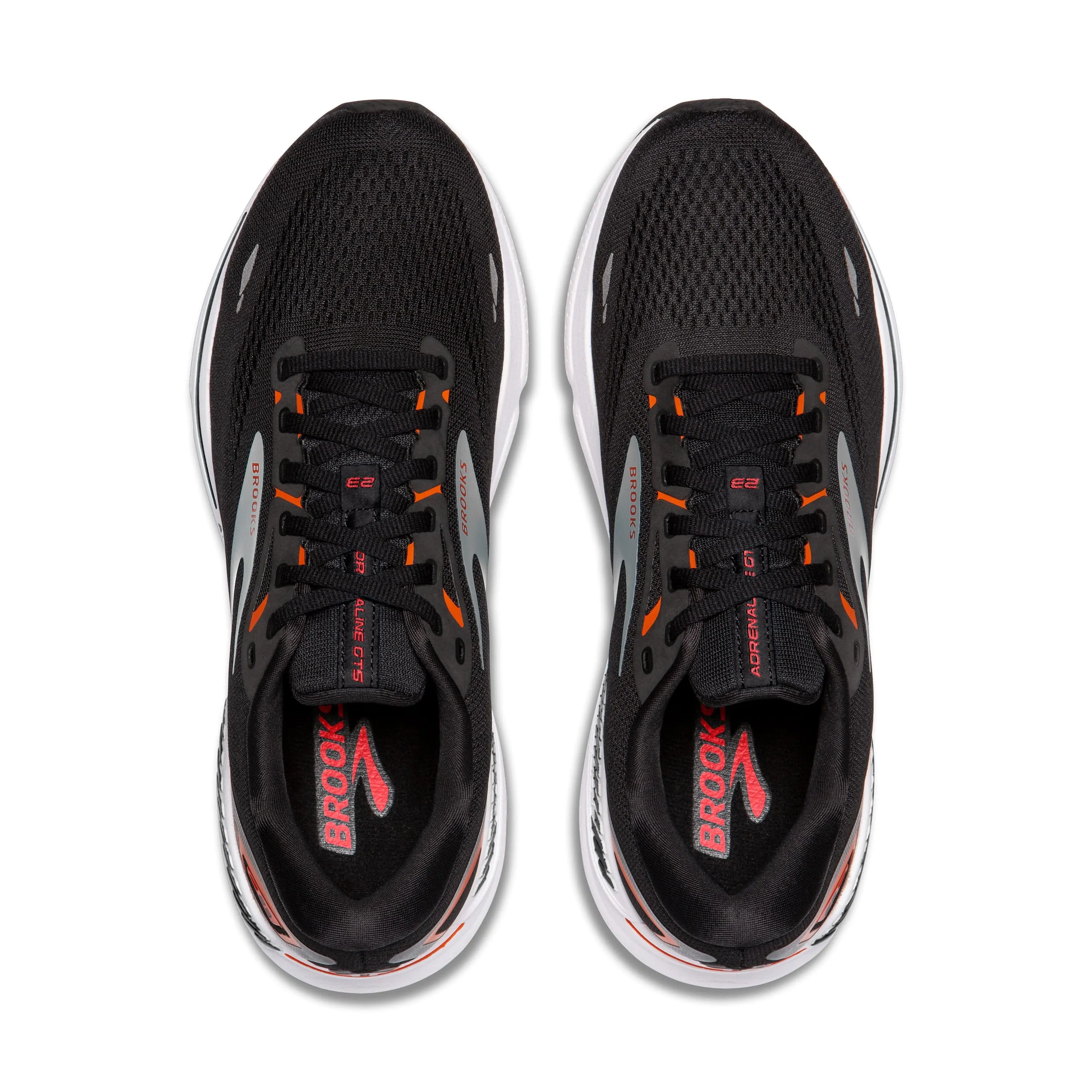 Brooks Men's Adrenaline GTS 23 Running Shoes in Black/Mandarin Red/Silver AW24