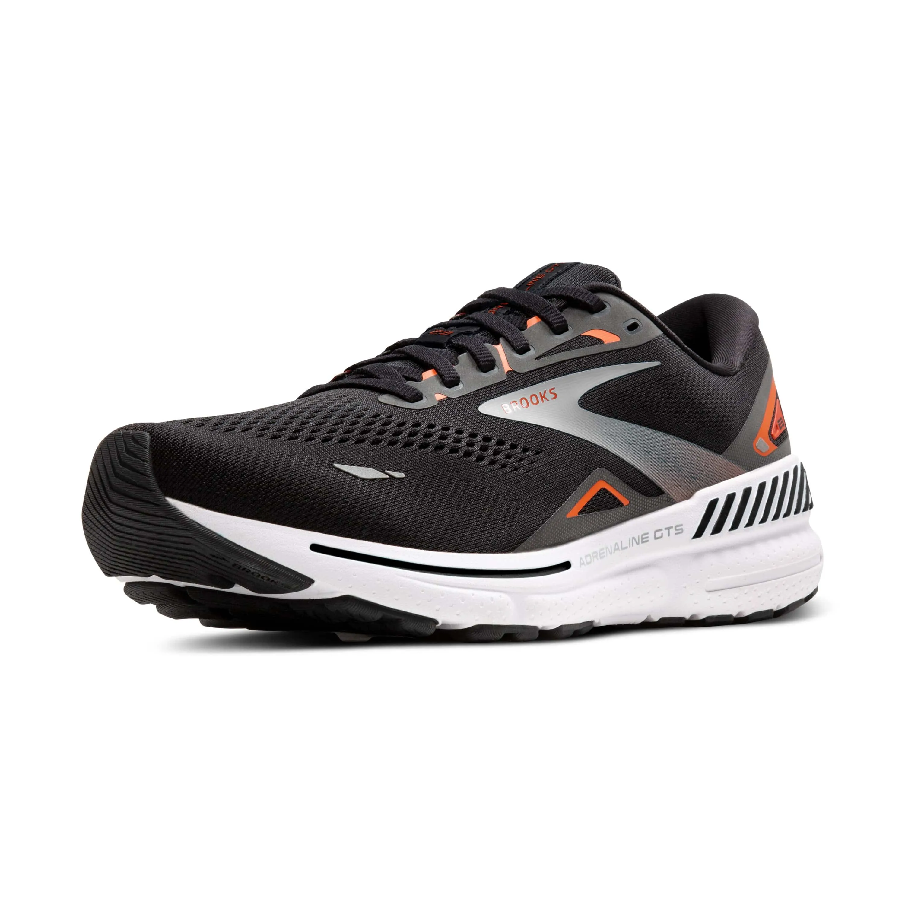 Brooks Men's Adrenaline GTS 23 Running Shoes in Black/Mandarin Red/Silver AW24