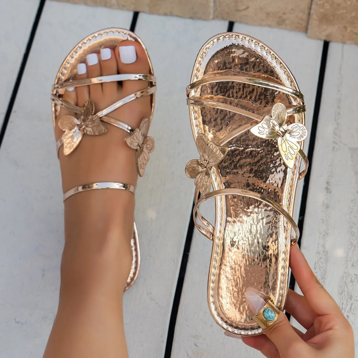 Butterfly Sandals | Cross-strap Summer Slippers