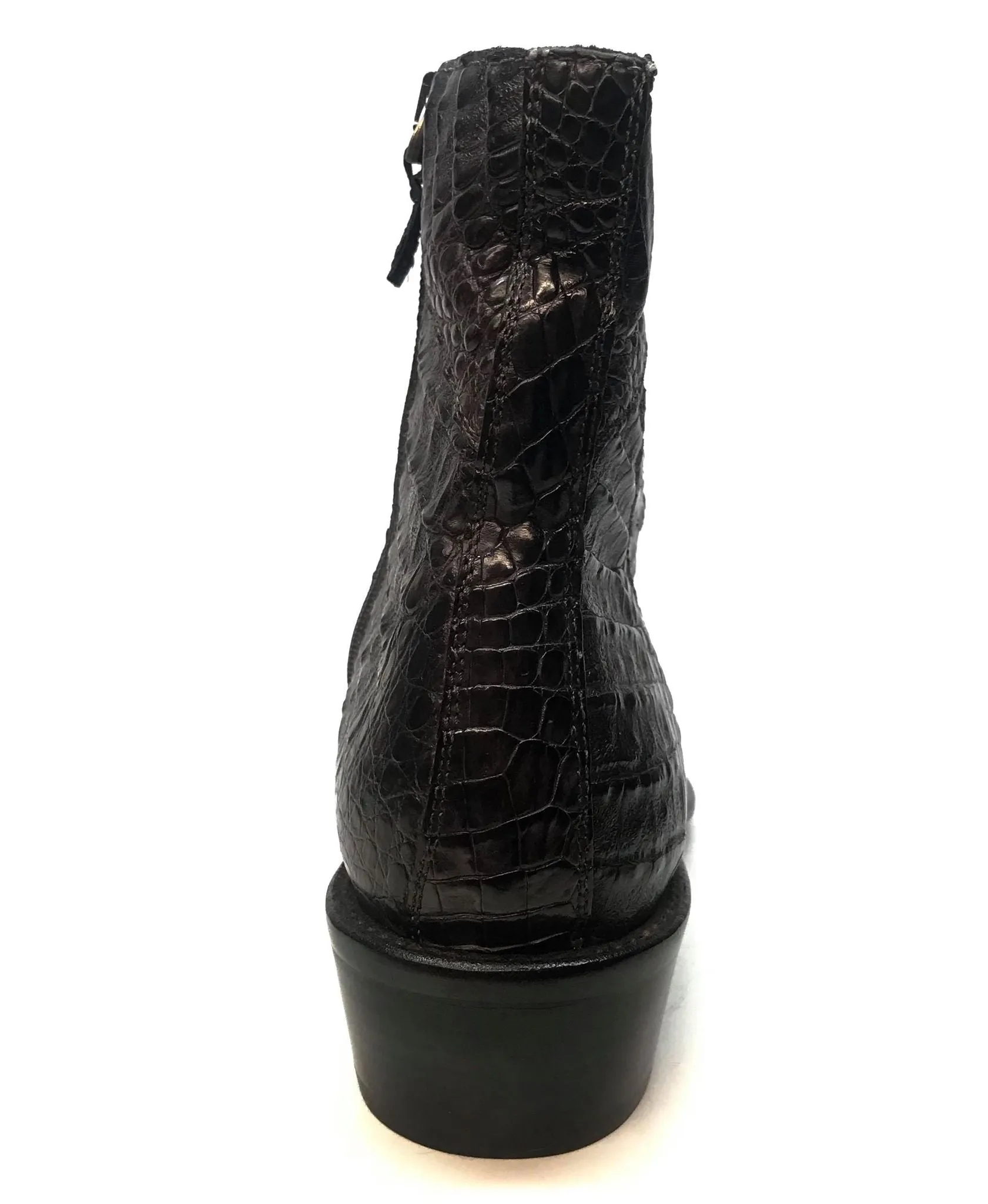 Calzoleria Toscana Black Full Hornback Alligator Ankle Boots