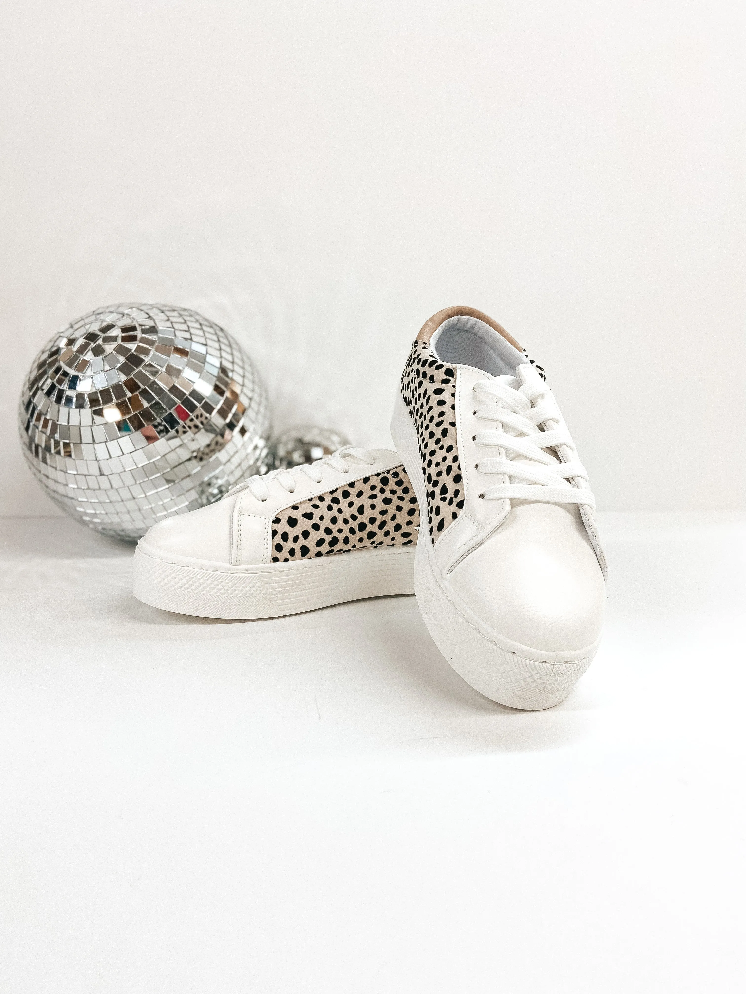 Casually Chic Lace Up Platform Sneakers in Dotted Leopard