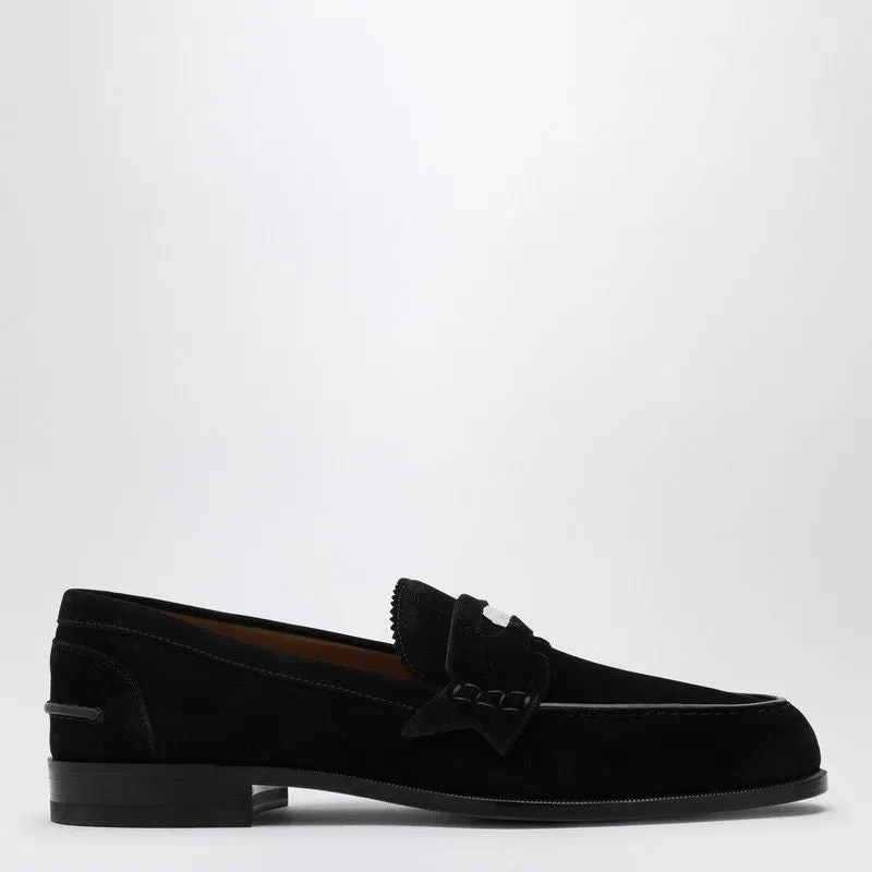 CHRISTIAN LOUBOUTIN Elegant Black Suede Penny Loafers for Men