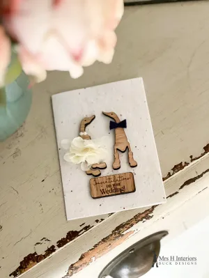 Congratulations on Your Wedding Card - Duck Wedding Couple - Decorated Wooden Duck in Boots by Mrs H the Duck Lady