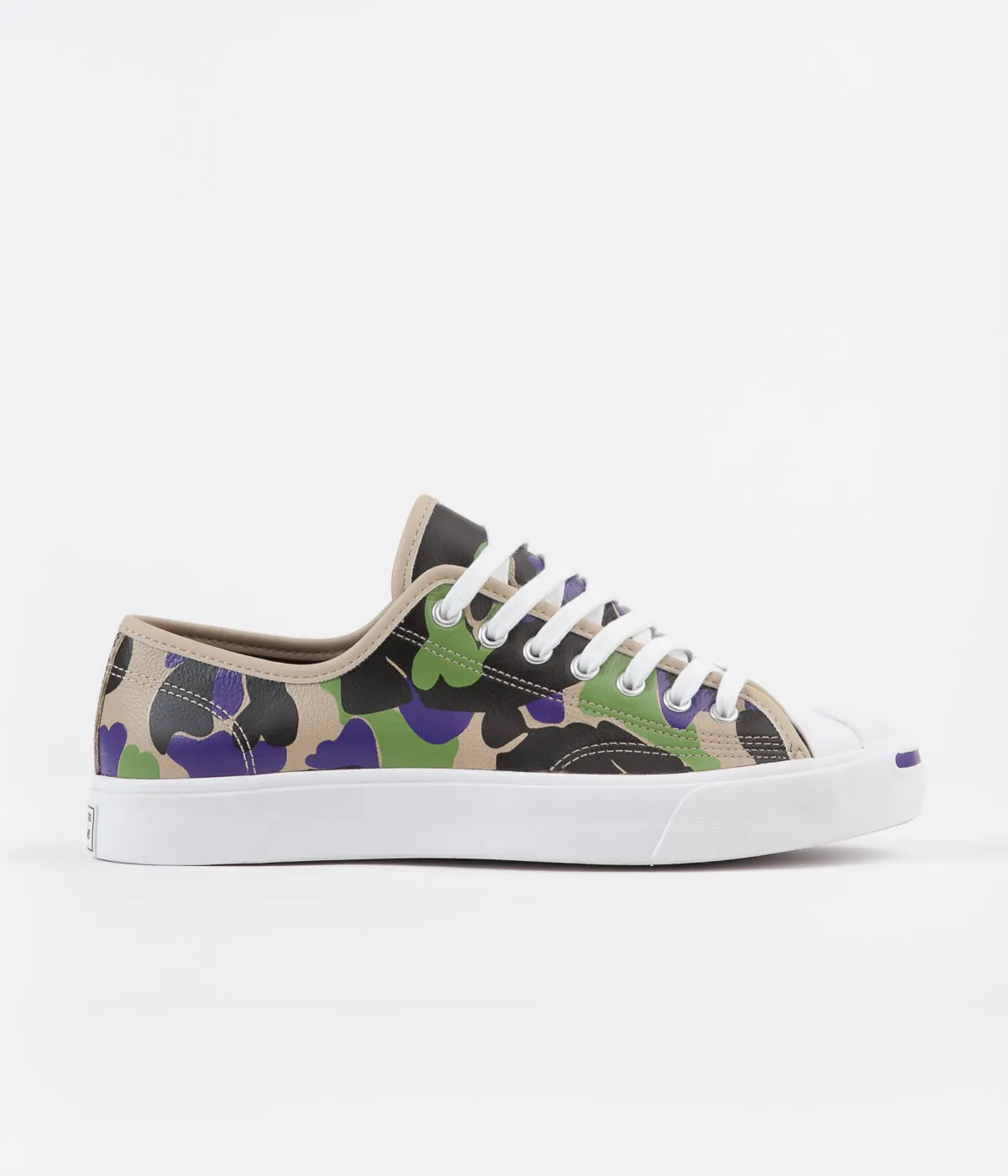 Converse Jack Purcell Ox Archive Prints Leather Shoes - Black / Candied Ginger / Court Purple