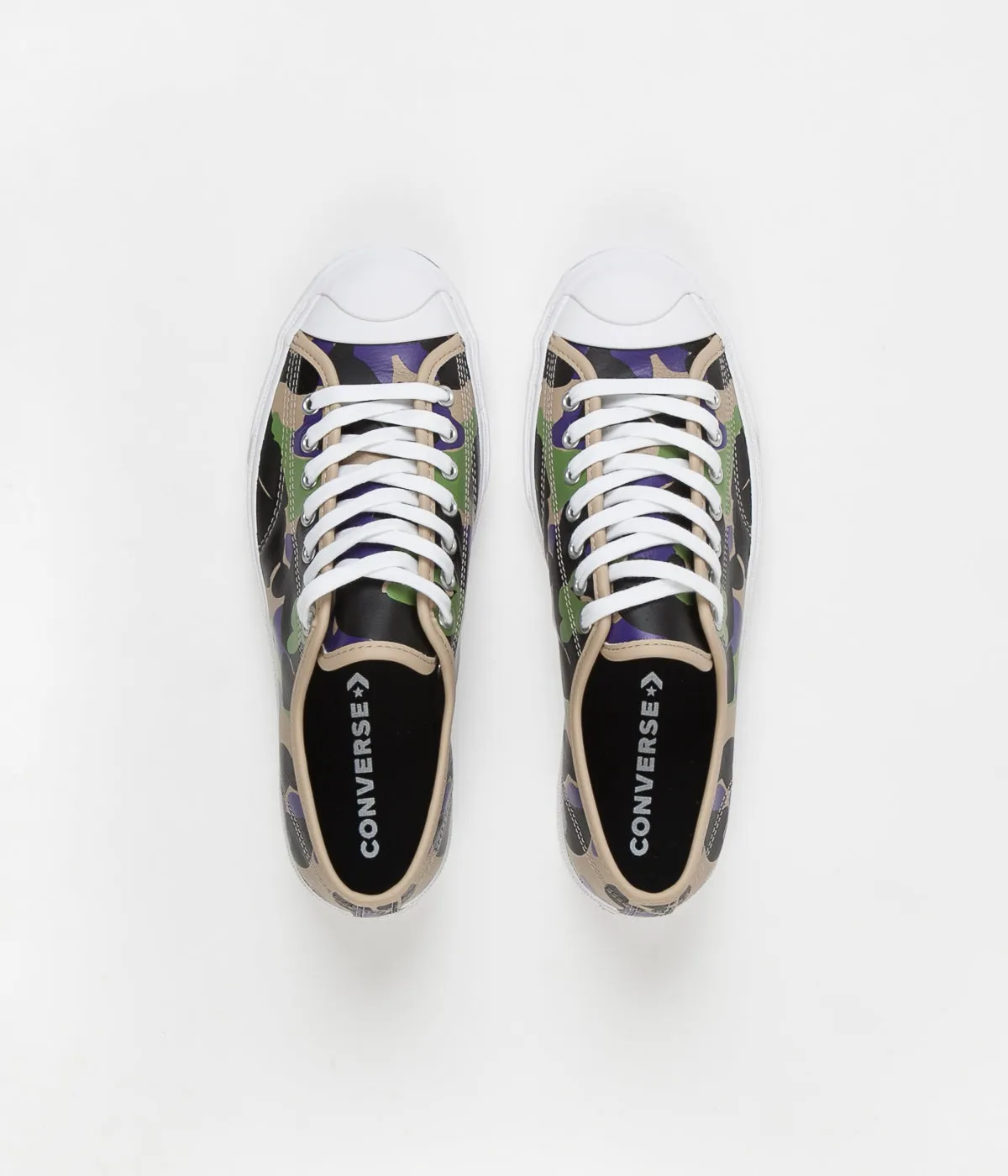 Converse Jack Purcell Ox Archive Prints Leather Shoes - Black / Candied Ginger / Court Purple