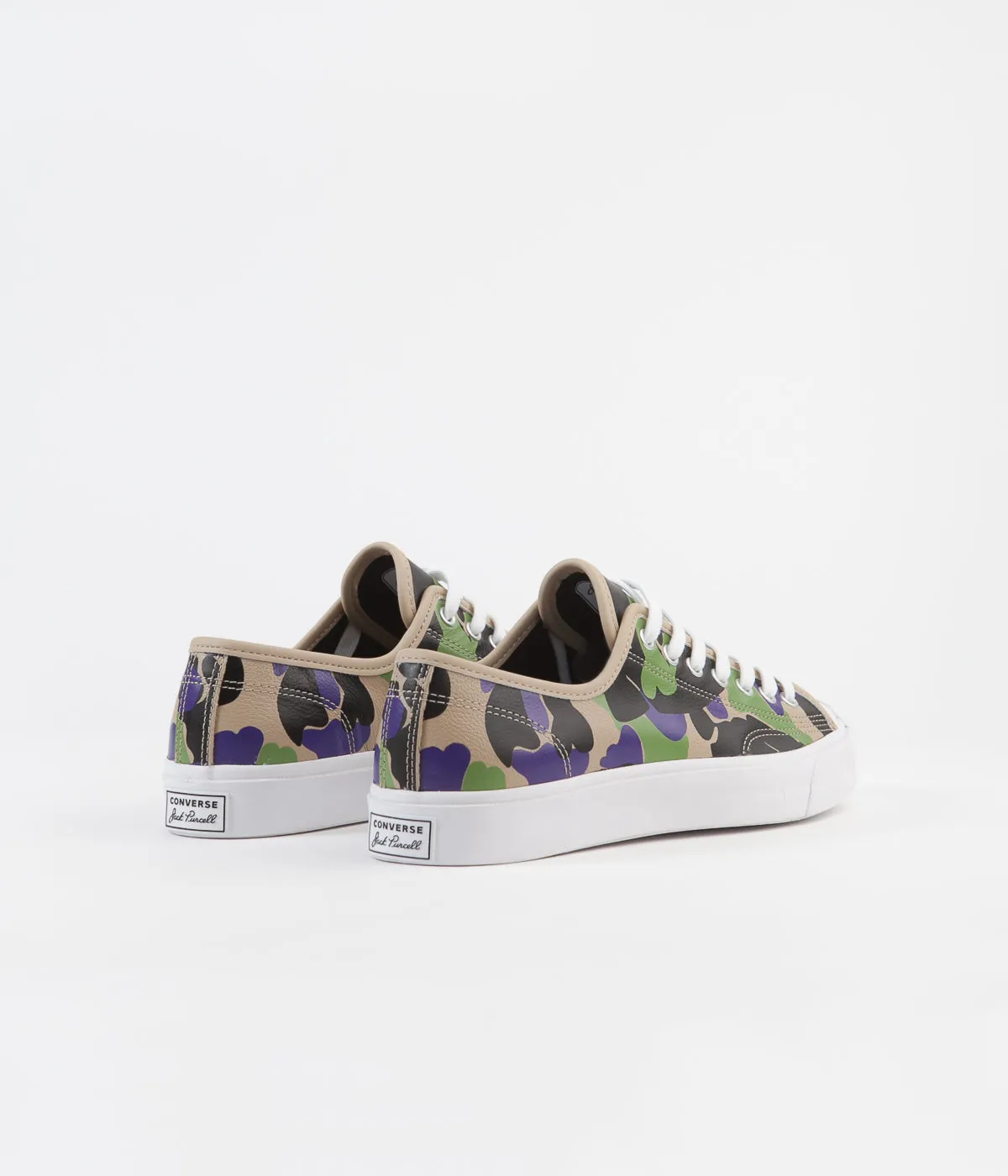 Converse Jack Purcell Ox Archive Prints Leather Shoes - Black / Candied Ginger / Court Purple