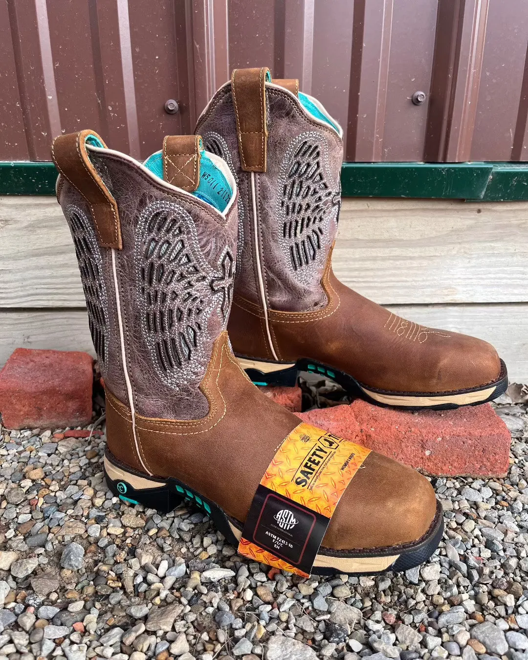 Corral Women's Brown Wing Hydro Resist Safety Toe Cowgirl Work Boots W5011