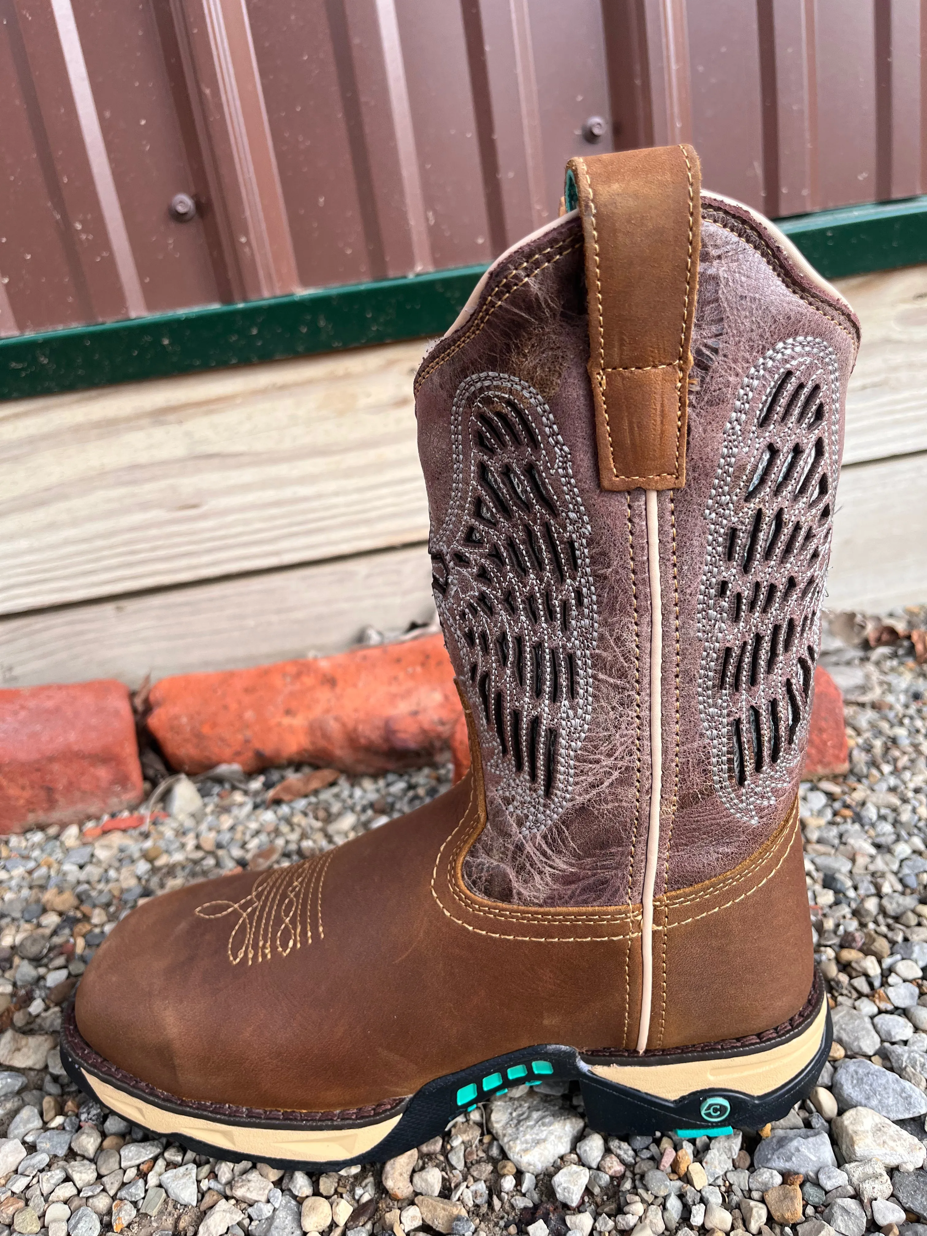 Corral Women's Brown Wing Hydro Resist Safety Toe Cowgirl Work Boots W5011