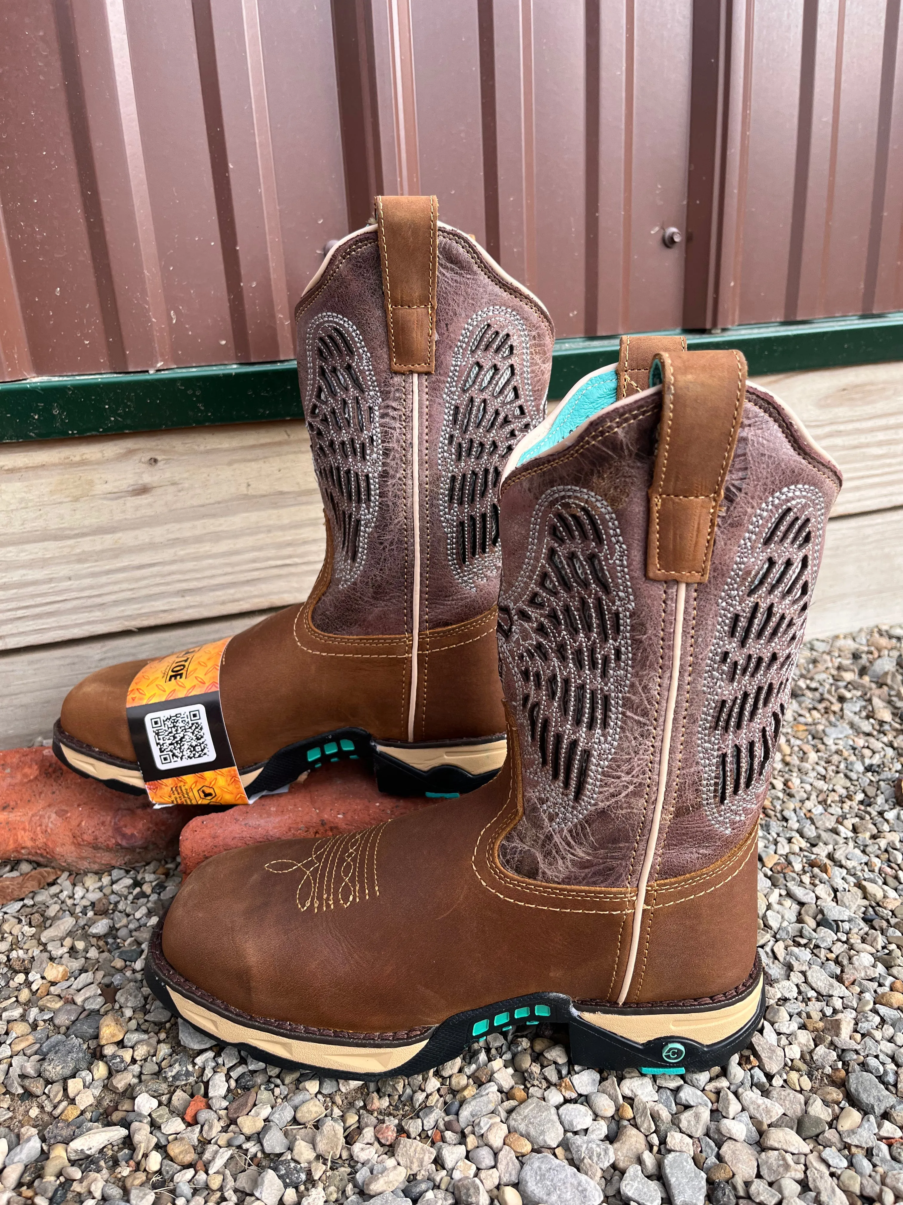 Corral Women's Brown Wing Hydro Resist Safety Toe Cowgirl Work Boots W5011