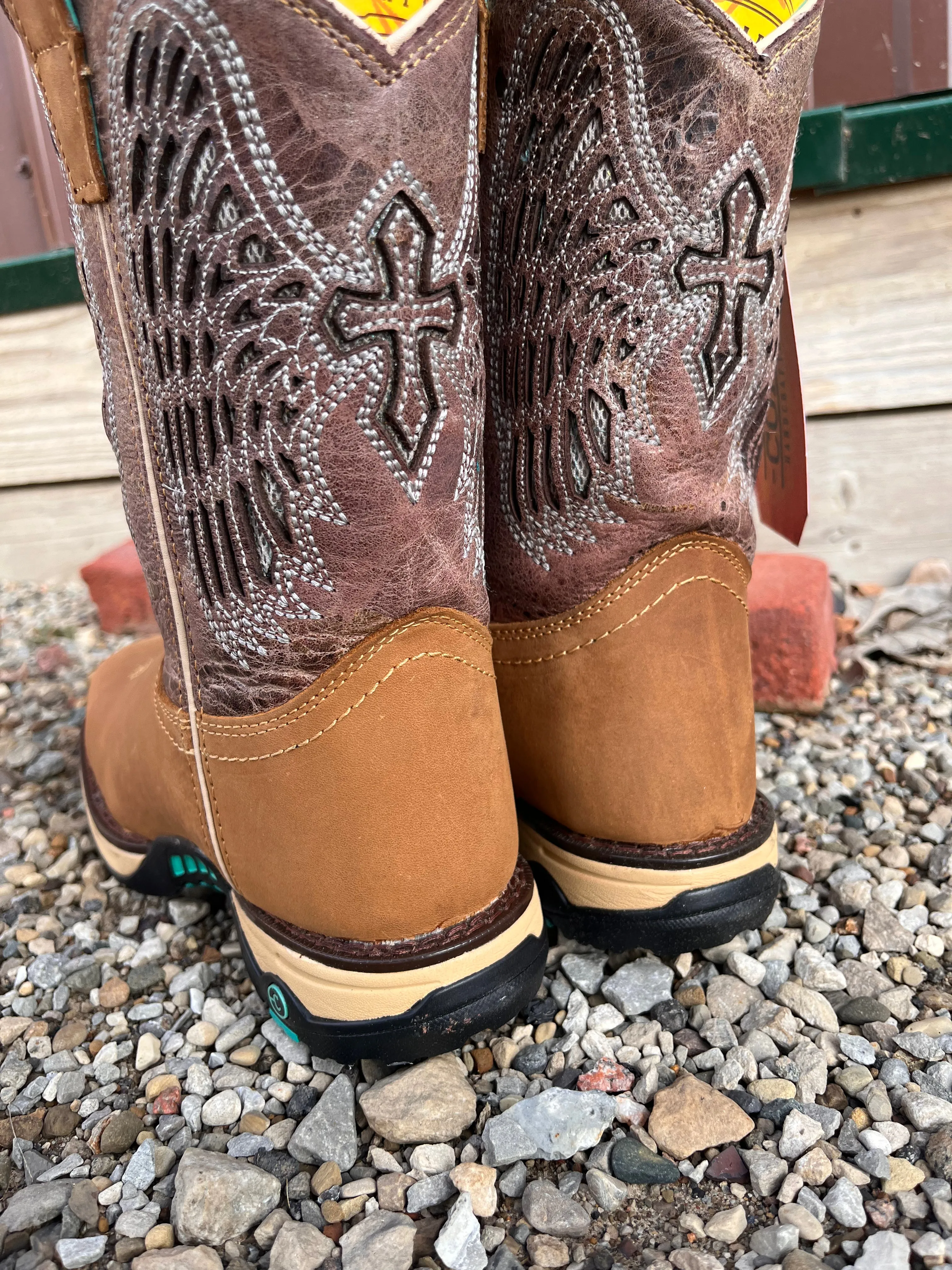 Corral Women's Brown Wing Hydro Resist Safety Toe Cowgirl Work Boots W5011