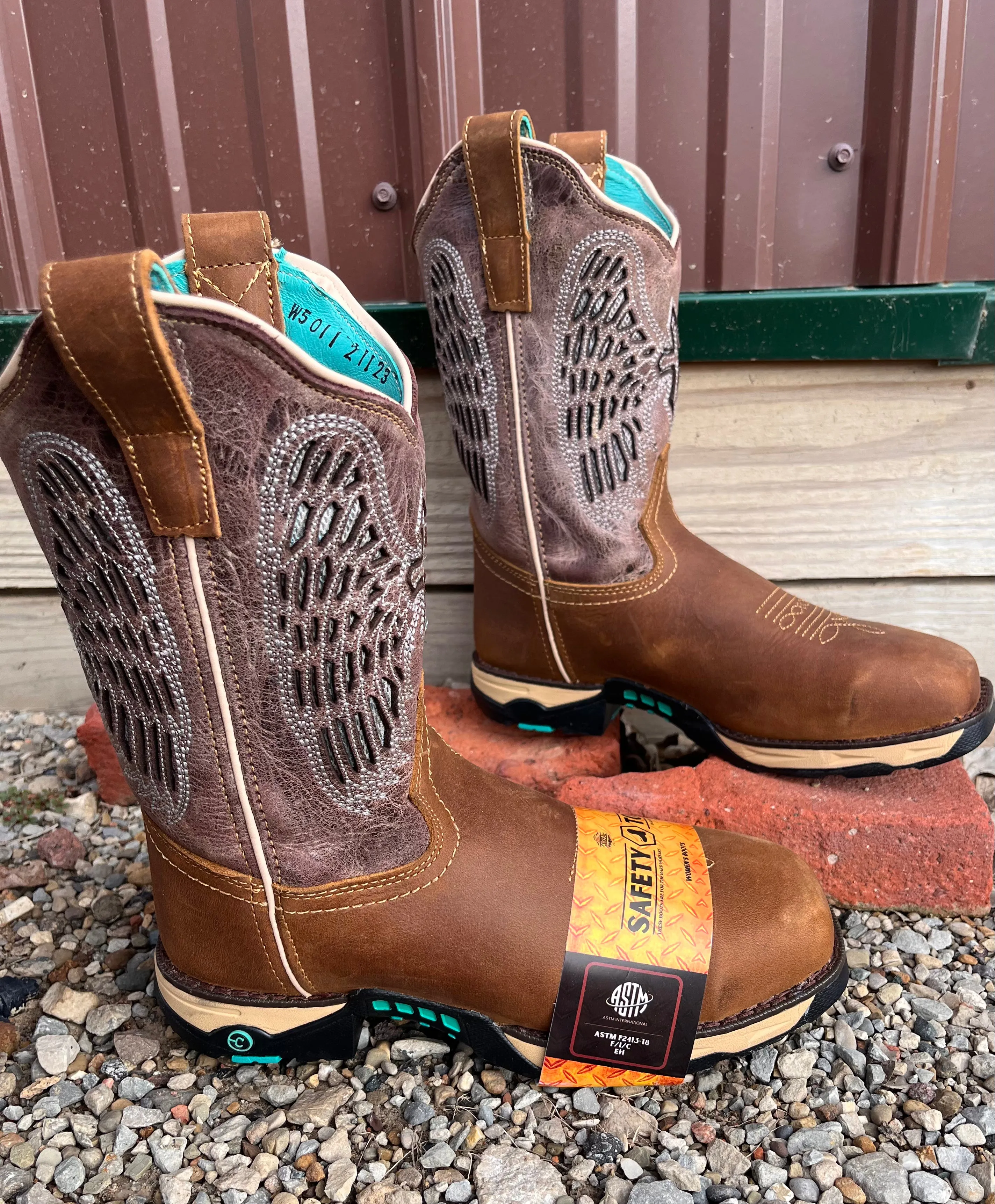 Corral Women's Brown Wing Hydro Resist Safety Toe Cowgirl Work Boots W5011