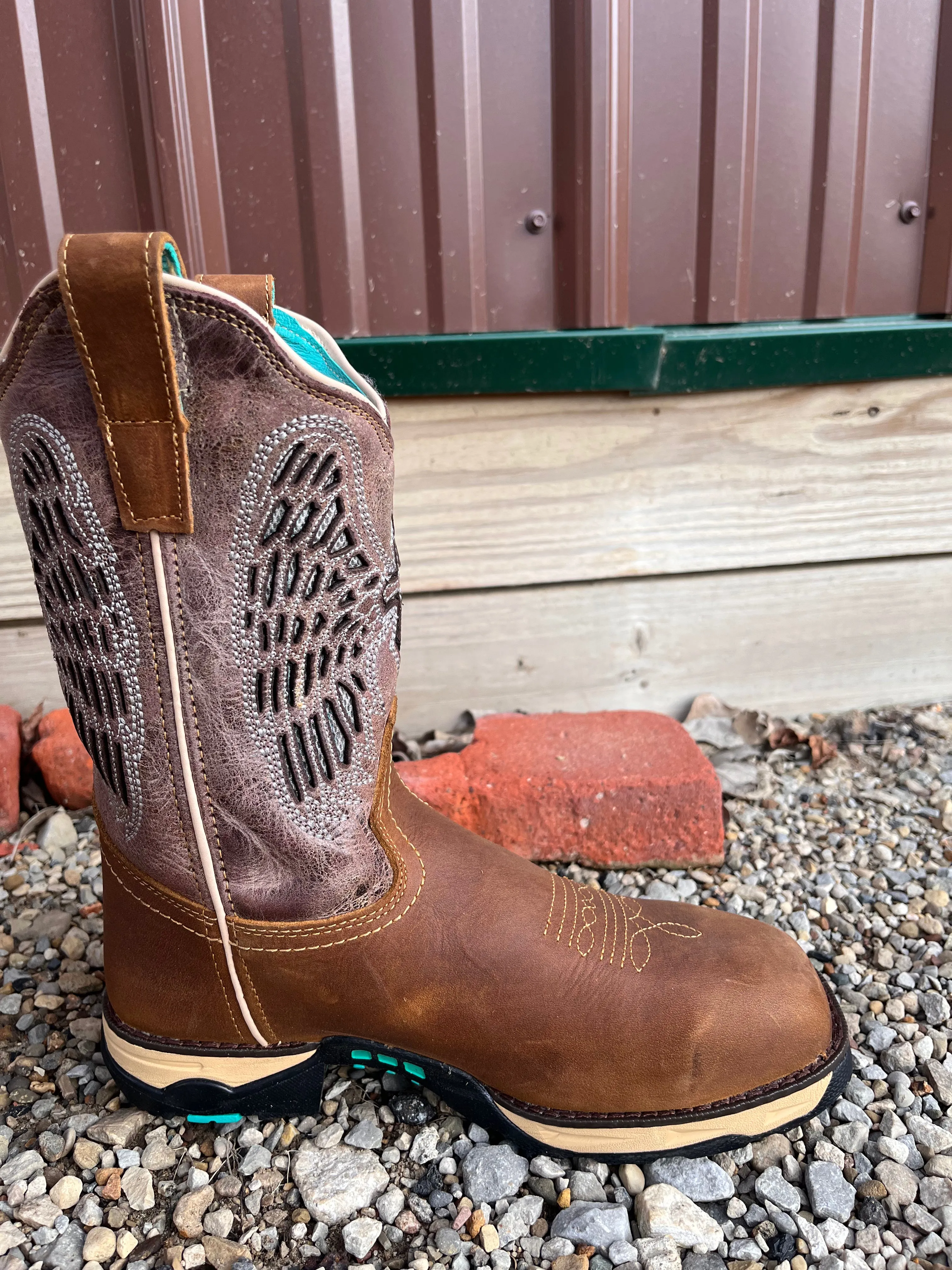 Corral Women's Brown Wing Hydro Resist Safety Toe Cowgirl Work Boots W5011